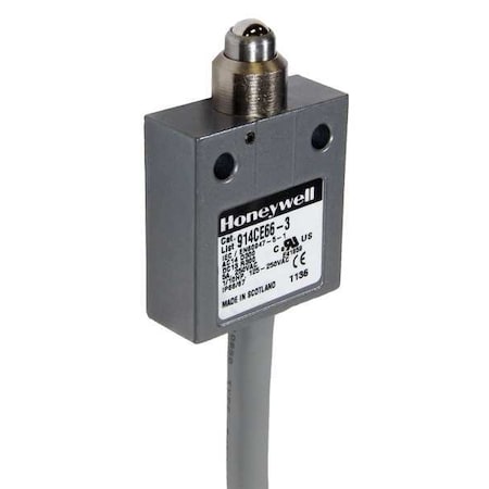 Limit Switch, Ball Bearing, Plunger, 1NC/1NO, 5A at 240V AC, Actuator Location: Top