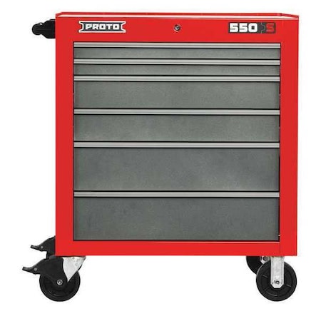 550S Series Rolling Tool Cabinet, 6 Drawer, Red/Gray, Steel, 34 in W x 25-1/4 in D x 41 in H