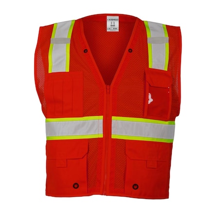 High-Visibility Vest,Zipper,Red,4XL/5XL