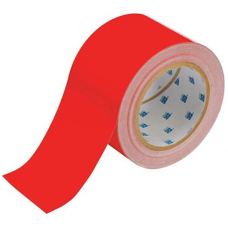 Floor Marking Tape, Polyester, Solid, Red, 3 in W., 8 mil Thickness