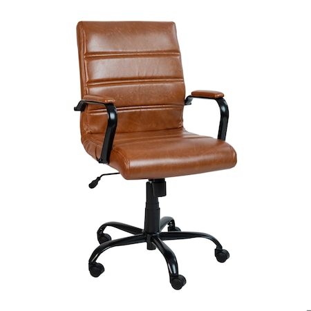 Mid-Back Brown/Black LeatherSoft Executive Swivel Chair