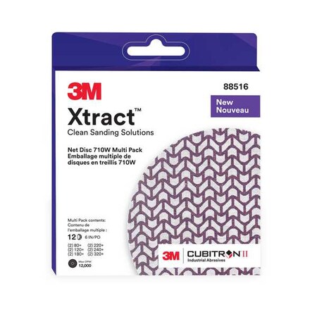 Hook-and-Loop Sanding Disc, 6 in Dia, Multipack of Varying Grits, Ceramic, Coated, Xtract710W, PK12