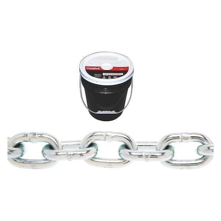 3/8" Grade 30 Proof Coil Chain, Zinc Plated, 63' per Round Pail