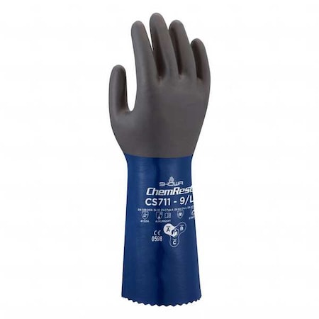 CS711 Chemical Resistant Gloves, Polyester, 13 3/4 in L, 1.47 mm, Blue, 8, 1 PR