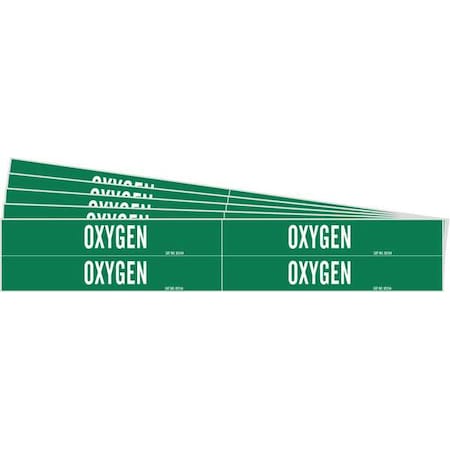 Pipe Marker, Adhesive, White, Oxygen, PK5, 7210-4-PK