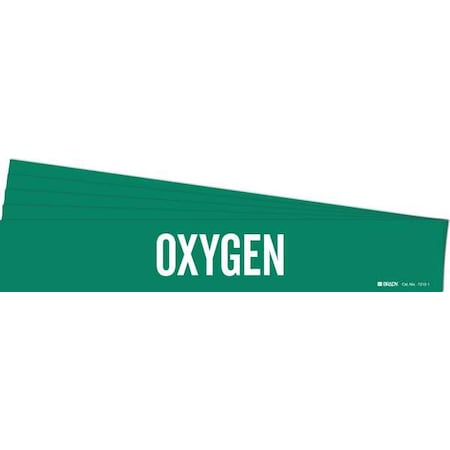 Pipe Marker, Adhesive, White, Oxygen, PK5, 7210-1-PK