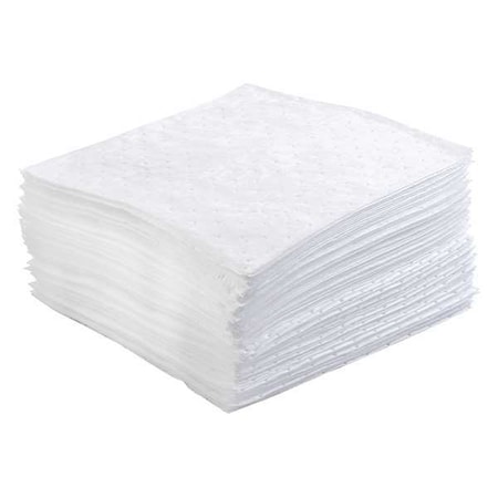 Sorbent Pad, 41 gal, 30 in x 30 in, Oil, White, Polypropylene