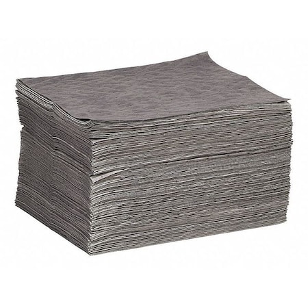 Sorbent Pad, 24 gal, 15 in x 19 in, Universal, Gray, Polypropylene