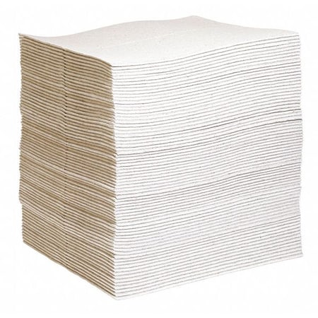 Sorbent Pad, 27 gal, 15 in x 19 in, Universal, Gray, Cellulose