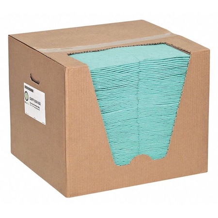 Sorbent Pad, 26 gal, 15 in x 19 in, Universal, Green, 100 PK