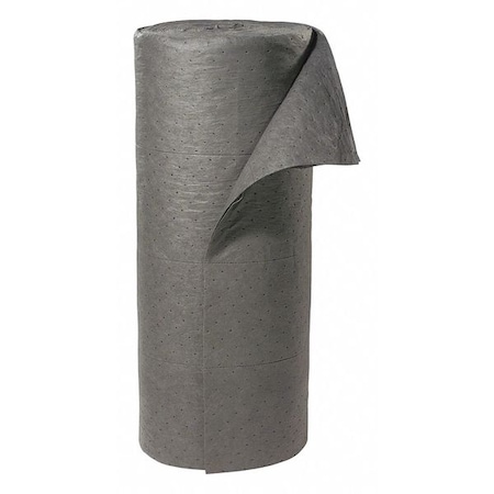 Sorbent Roll, 49 gal, 30 in x 150 ft, Universal, Gray, Polypropylene