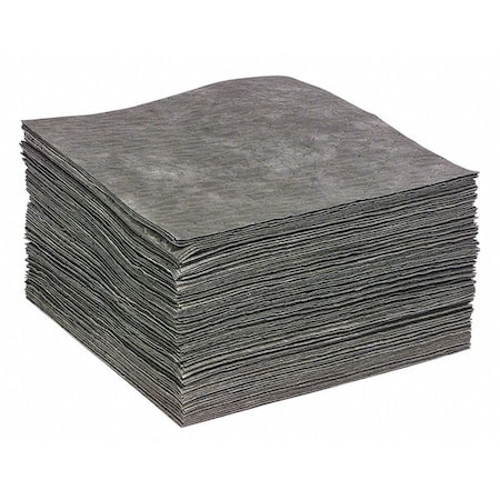 Sorbent Pad, 23 gal, 15 in x 19 in, Universal, Gray, 100 PK