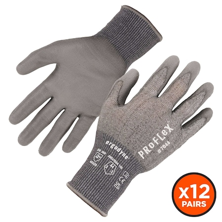ANSI A4 PU Coated CR Gloves 12-Pair, Gray, Size S
