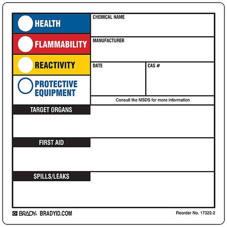 Label, HMIG, Polystyrene, 10 in W, 14 in H