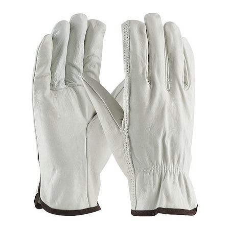 Leather Drivers Gloves, Cowhide Drivers, Shirred Slip-On, Straight Thumb, Gunn Cut, Gray, XL 12 PK