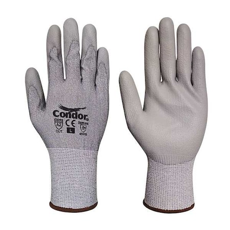 Knit Gloves, Cut Level A2 ,Dipped ,Polyurethane ,Smooth ,M 1 PR