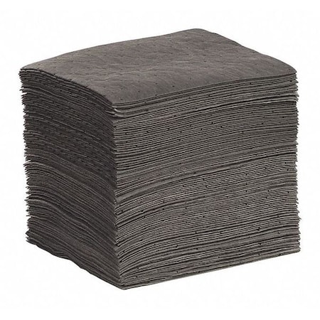 Sorbent Pad, 18 gal, 10 in x 14 in, Universal, Gray, 100 PK