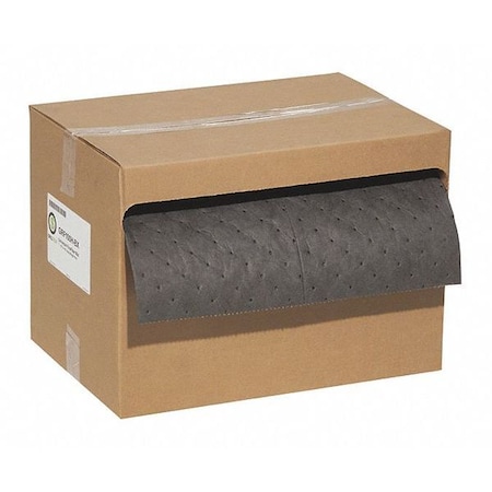 Sorbent Roll, 19 gal, 15 in x 100 ft, Universal, Gray, Polypropylene