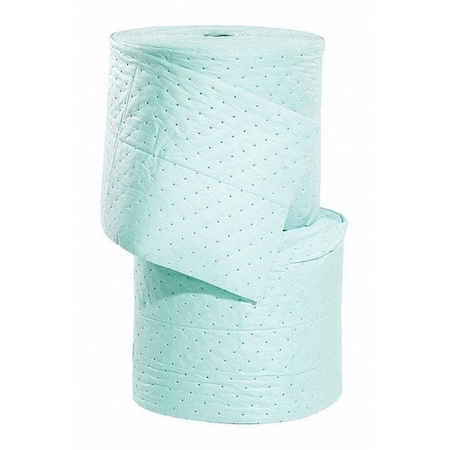 Sorbent Roll, Universal, 49 gal Vol Absorbed per Pkg, 30 in x 150 ft, Green, Polypropylene, 2 PK