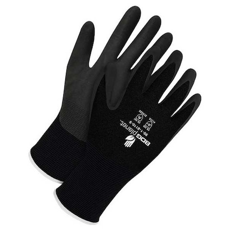 Coated Gloves, NBR, Textured, Palm, Black, 2XL (11) 1 PR