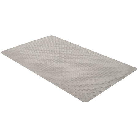 Antifatigue Mat, 12 ft L x 3 ft W, 9/16 in Thickness, Vinyl, Diamond Plate, Gray