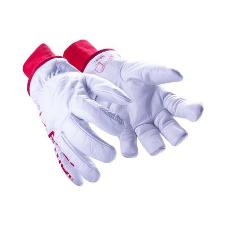 Drivers Gloves, Knit Cuff, Keystone Thumb, White / White, M (8), 1 PR