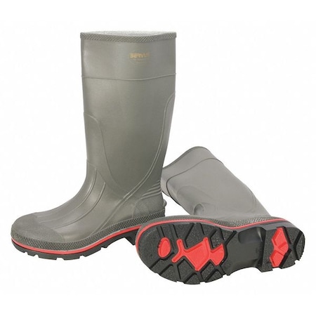 Men's Servus Pro(R) Rubber Boot, Plain Toe, 15" Height, Gray/Red/Black, 10