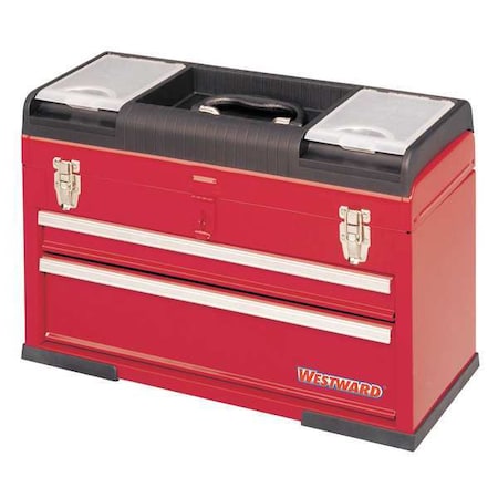 WESTWARD Tool Box, Steel, Red, 20-1/2 in W x 8-1/2 in D x 14 in H