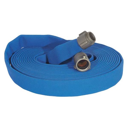 Fire Hose, Double Jacket, 50 ft. Length, 1 1/2 in Hose Inside Dia., EPDM Hose Tube, MNH Fitting A