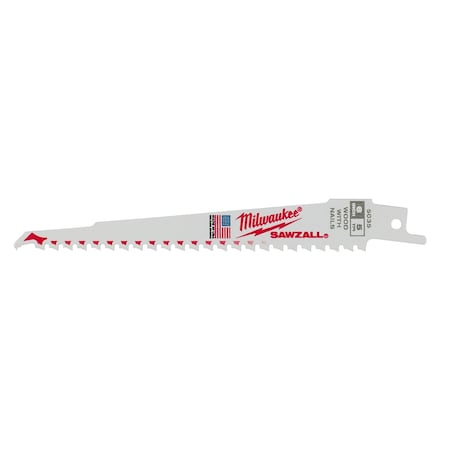 Reciprocating Saw Blade, 6 in x 5 TPI