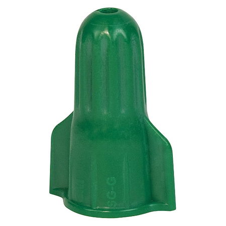Twist-On Wire Connector, 10 AWG Max, Green, Polypropylene Insulation, 600 V, 500 PK