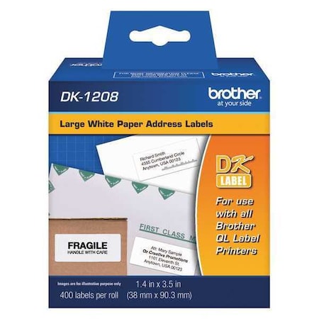 Printer Label, Black/White, Labels/Roll: 400