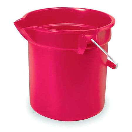 3 1/2 gal Round Bucket, 11-1/4 in H, 12 in Dia, Red, Plastic