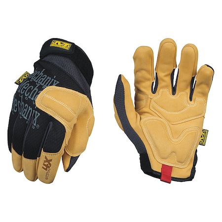 Material4X Mechanics Gloves, Synthetic Leather Palm, Synthetic Leather Back, 10, Black