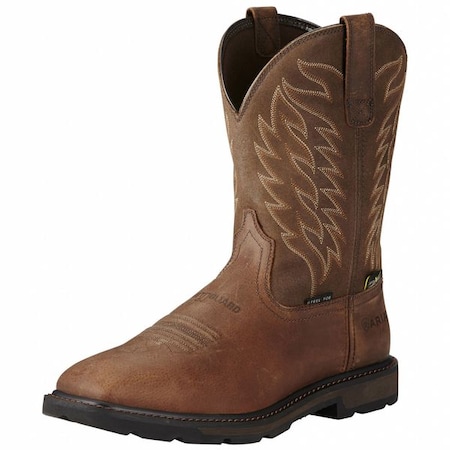 Men's Western Boot, 8 D, Steel Toe, 10 in H, Brown, 10020063