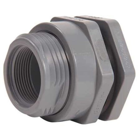 Bulkhead Fitting, 3", CPVC/FPM, Socket x FPT