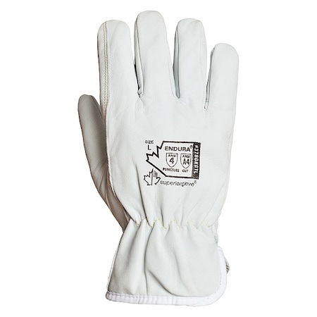 Cold Protection Cut Resistant Drivers Gloves, White, L, 1 PR