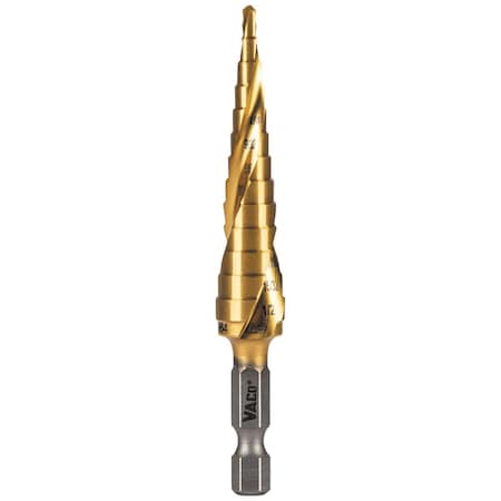 Step Drill Bit, 1/8" to 1/2",VACO