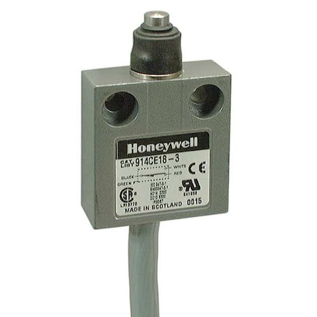 Limit Switch, Plunger, 1NC/1NO, 5A at 240V AC, Actuator Location: Top