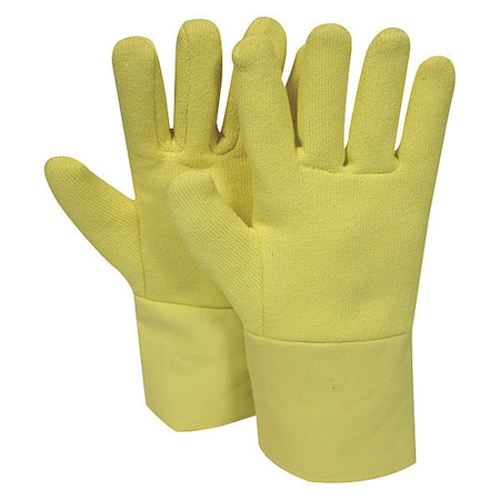 Thermal Gloves, Terry Cloth/Kevlar(R), 500 Degrees F Max Temp., Yellow, One Size Fits Most, 1 PR