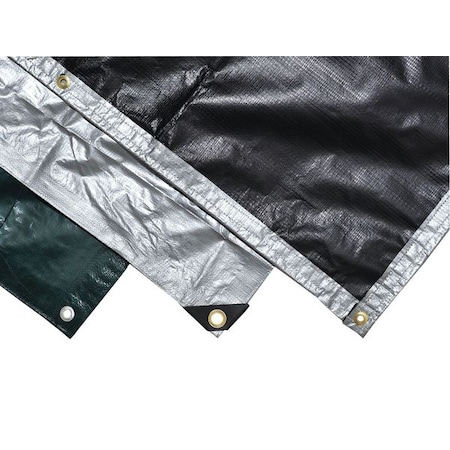 Heavy Duty Tarp, 11 ft8 in x 19 ft 9 in, 12 Mil, Silver/Black, Polyethylene