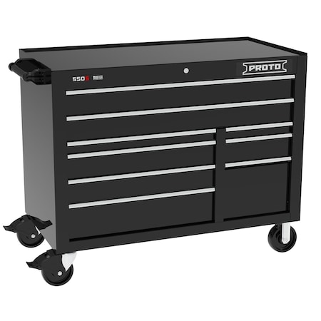 550 Series Rolling Tool Cabinet, 9 Drawer, Black, 50 in W x 25-1/4 in D x 41 in H