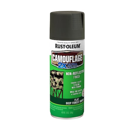 General Purpose Spray Paint, Deep Forest Green, Ultra-Flat, Solvent, 12 Oz