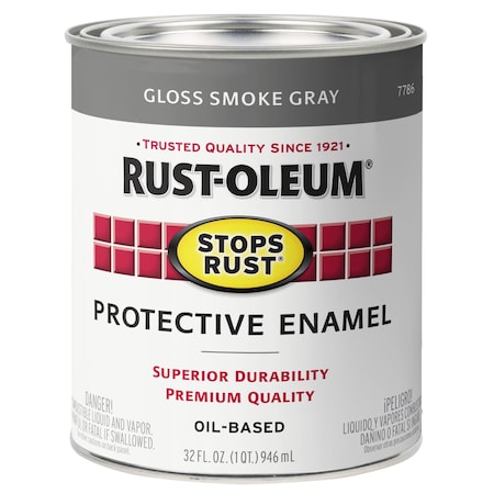 Interior/Exterior Paint, Gloss, Smoke Gray, 1 qt
