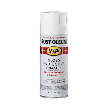 Spray Paint, White, Gloss, Solvent, 12 oz