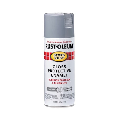 Spray Paint, Smoke Gray, Gloss, Solvent, 12 oz.