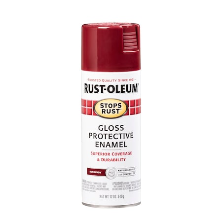 Spray Paint, Burgundy, Gloss, Solvent, 12 oz