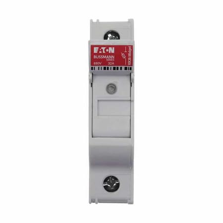 Finger Safe Fuse Block, 0 to 30A Amp Range, 600V AC/DC Volt Rating, 1 Poles, Box Lug; Clamp
