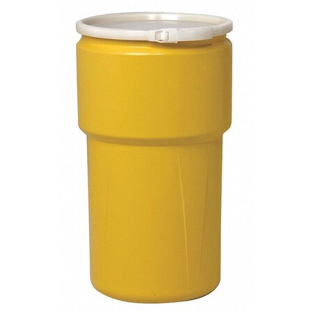 Open Head Transport Drum, Polyethylene, 20 gal, Unlined, Yellow
