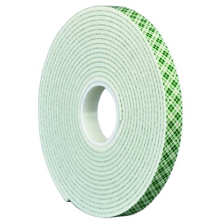 Double-Sided Foam Tape, 1 in W, 5 yd L, 1/8 in, Polyurethane Foam, Double-Sided